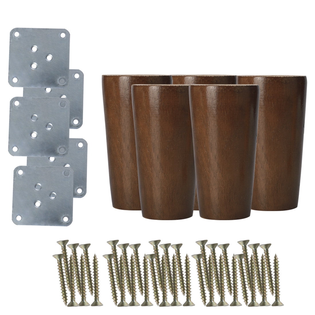 4" Wood Furniture Leg Table Bed Desk Feet Round Leg Replacement Set of