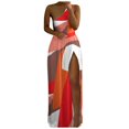 thumbnail image 1 of Robes pour Femmes Taille Haute Sexy Imprimé Fendu Robe à une Épaule Longueur Cheville Hawaïenne, 1 of 6