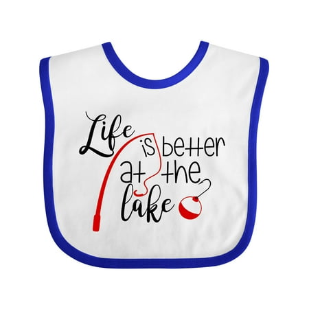 

Inktastic Life is Better at the Lake Fishing Pole with Bobber Gift Baby Boy or Baby Girl Bib