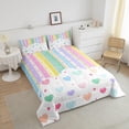 thumbnail image 3 of Pretty Rainbow Bedding Set Colorful Love Heart Comforter King Size Dot Comforter Set Bedroom Decor Kawaii Quilt Set Bedding Collection, 3 of 6