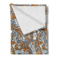 thumbnail image 2 of Vintage Soft Flannel Fleece Throw Blanket, Paisley Inspired Swirls Curls Floral Abstract Botanical Oriental, Cozy Plush for Indoor and Outdoor Use, 60" x 80", Orange Pale Blue Cream, by Ambesonne, 2 of 5