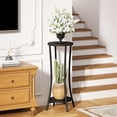 thumbnail image 2 of 30 Inch Tall Plant Stand Indoor, 2 Tier Wood Corner Plant Stand, Modern Round Plant Shelf Flower Stand for Living Room Patio Balcony Garden, Black, 2 of 7