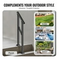 thumbnail image 6 of Handrails for Outdoor Stairs - 1-2 Step Handrail for Seniors, Black Square Steel - Porch, Deck, Stairway Support, 6 of 7