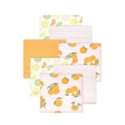 Little Treasure Hudson Baby Girls Cotton Poly Flannel Receiving Blankets 7-Pack, Orange Citrus Orange, 30x30 inches