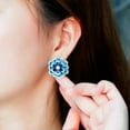 thumbnail image 3 of Silver Plated Blue CZ 3D Multiple Flower Stud Earring for Brides Costume Jewelry, 3 of 9