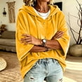 thumbnail image 6 of Textilo Velvet Sweaters for Women 3/4 Batwing Sleeve Drawstring Hoodies Hooded Solid Color Pullover Tops Loose Fit Y2k Lightweight 2026 Fall Winter Clothing,Yellow L, 6 of 6