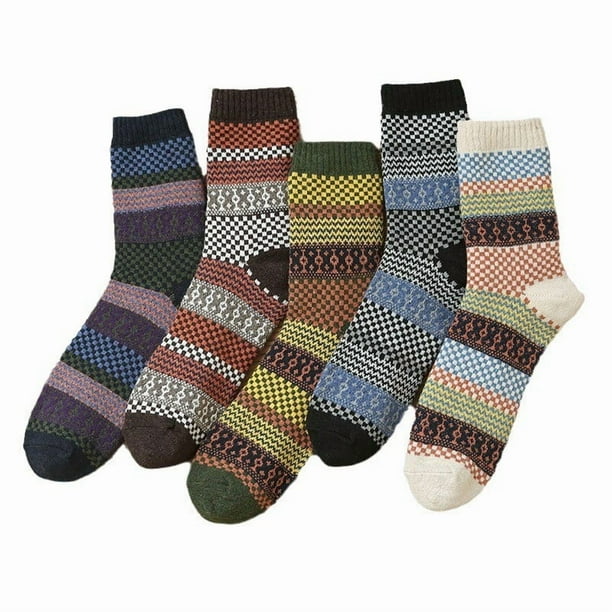 Calcetines térmicos para hombre, 5 pares de calcetines gruesos y cálidos de invierno, de lana transpirable, talla 37-44