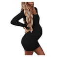 thumbnail image 3 of LoyisViDion Maternity Clothing Womens Maternity Dresses Pregnant Women Clothes Sexy Long Sleeve Round Neck Maternity Dress/Black Xl, 3 of 6