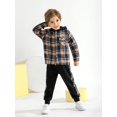 thumbnail image 5 of Kid Toddler Boy long Sleeve Clothes Flannel Plaid Hoodied Tops +Casual Pants Boys Fall Winter Outfits, 5 of 9