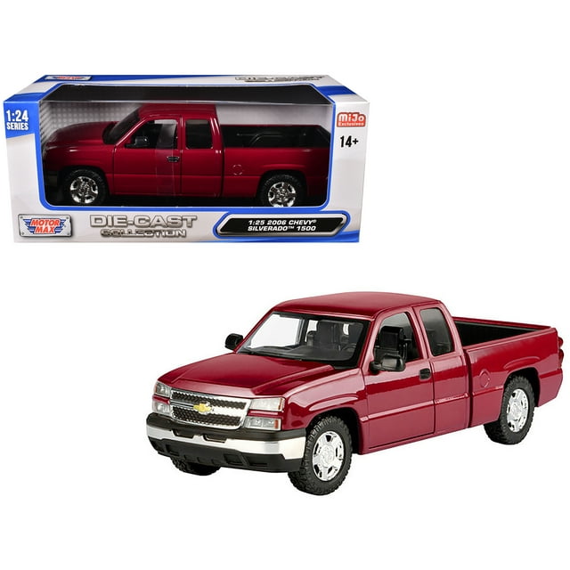 2006 Chevrolet Silverado 1500 Camionnette Rouge Métallique "Die-Cast Collection" Série 1/25 Modèle de Voiture Moulée sous Pression par Motormax