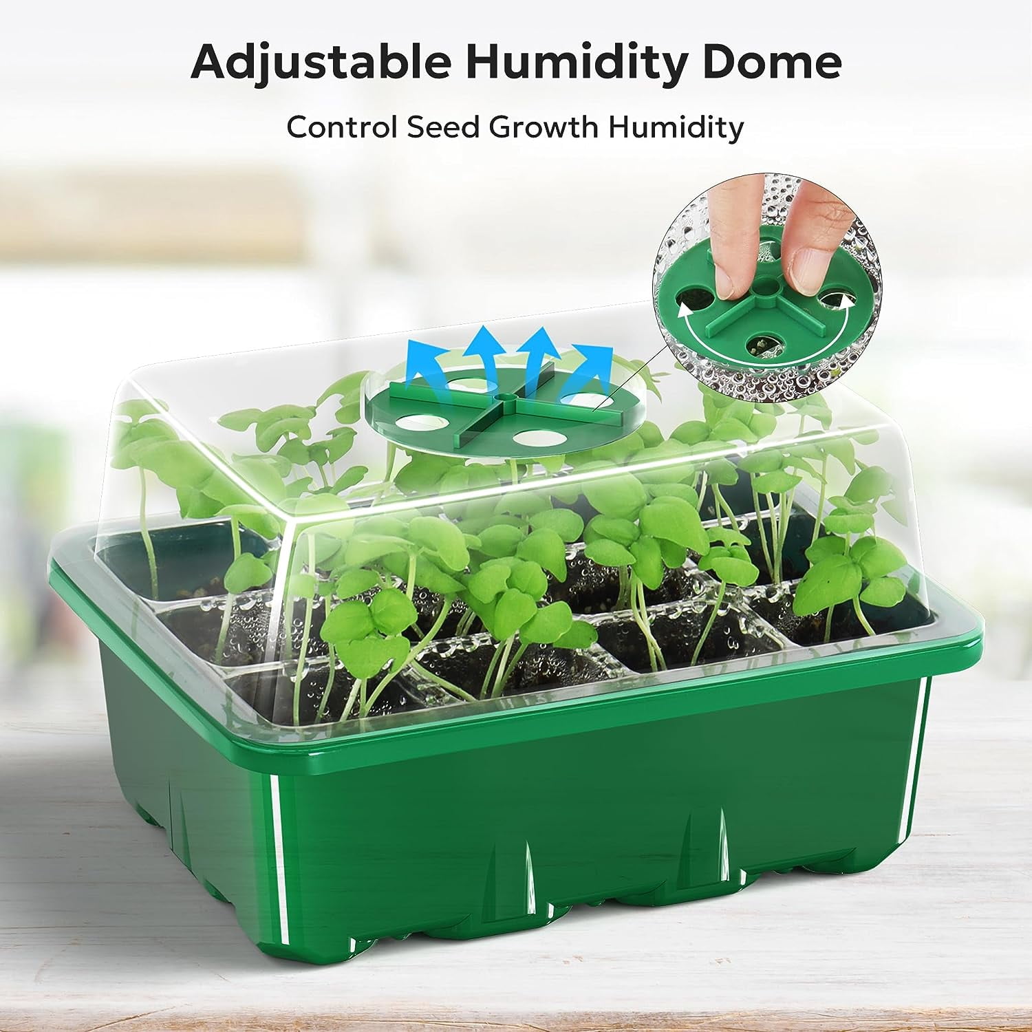 10 Packs Seed Starter Tray Seed Starter Kit with Humidity Dome (120 Cells Total Tray) Seed Starting Trays Plant Starter Kit and Base Mini Greenhouse Germination Kit for Seeds Growing Starting Green