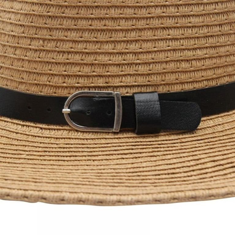 Men Wide Brim Straw Foldable Roll up Hat Summer Beach Sun Hat Big Hat  (Size:Fit for 20.5-22)