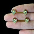 thumbnail image 5 of Body Candy 14G Womens Piercing Bright Steel 2Pc Bold Peacock Feather Barbell Nipple Ring Set 9/16, 5 of 5