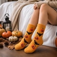thumbnail image 4 of Halloween Mid Calf Fuzzy Socks for Women Thickened Plush Warm Knit Crew Socks with Novelty Style Soft Cushioned Perfect for Fall Winter Indoor Use and Home Lounging A, 4 of 6
