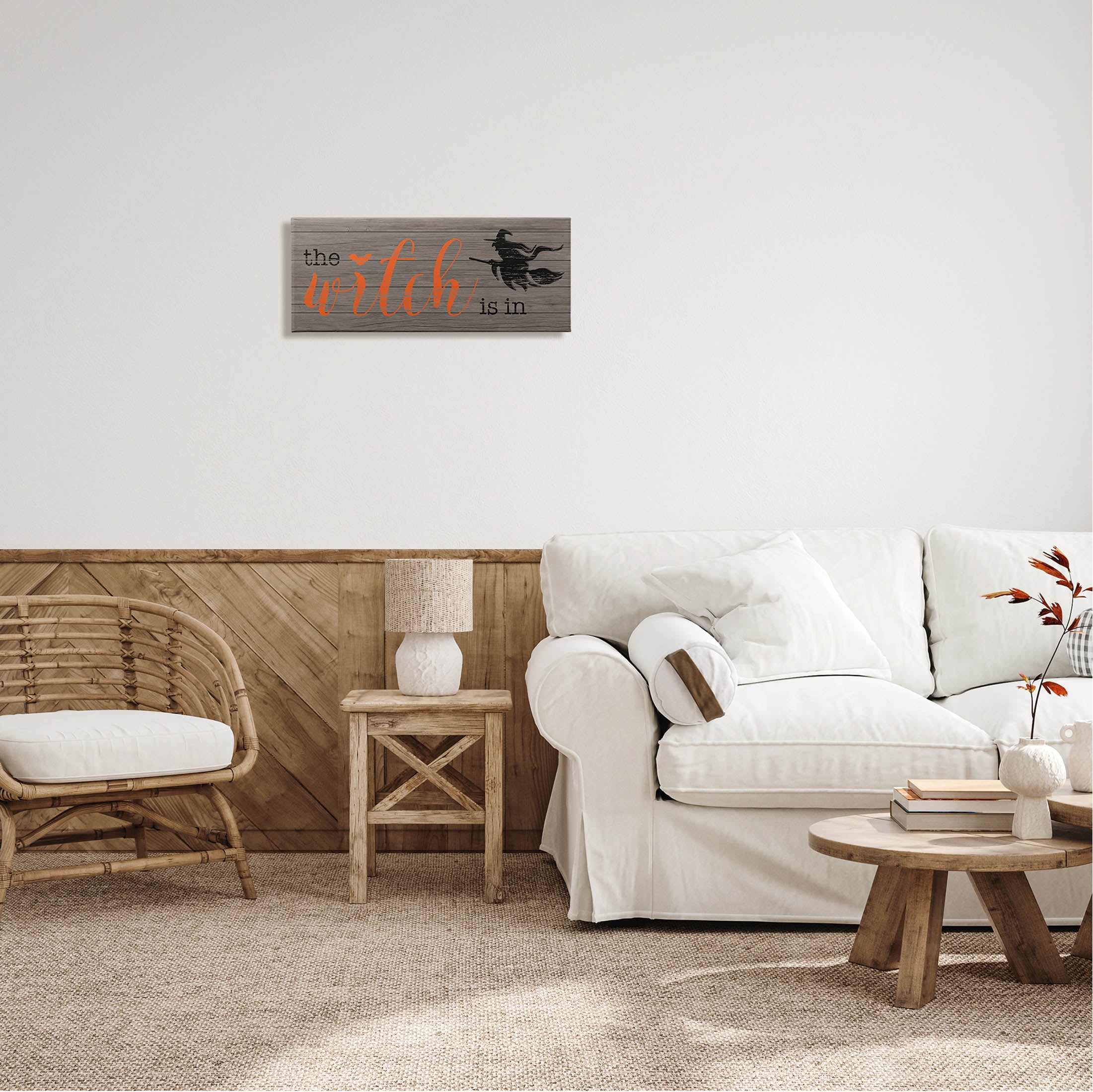 Stupell Industries The Witch Is In Halloween Sign Graphic Art Gallery Wrapped Canvas Print Wall Art, Design by CAD Designs