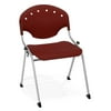 OFM Stack Stacking Chair No Arms in Silver and Burgundy