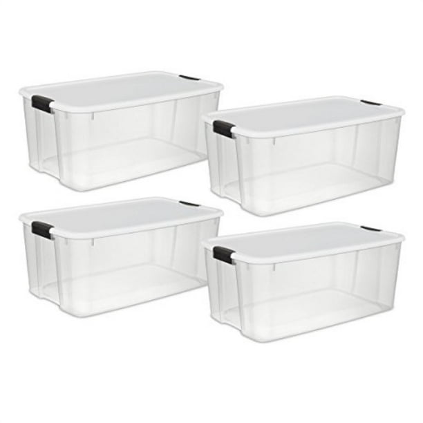 sterilite 19909804 116 quart/110 liter ultra latch box, clear with a