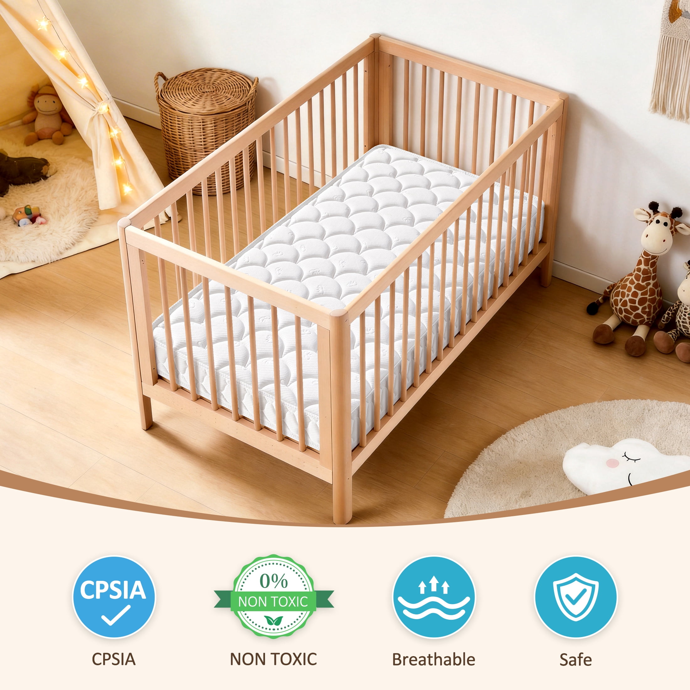 Premium Foam Crib Mattress, Baby Crib & Toddler Mattress,Knitted Cotton Surface - Soft, Hypoallergenic,Toddler Bed Mattress 52"L x 27.6"W x 5"Th