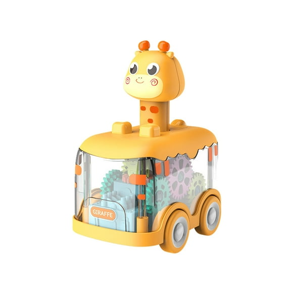 Press Tail Inertia Action Toy Car With Glowing Wheels For Kids Early Education Fine Motor Skills Yellow Plastic Model A A
