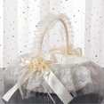thumbnail image 4 of Lace Bow Decorative Hand Flower Basket With Foldable Handle Flower Girl Baskets, 4 of 6