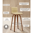 thumbnail image 4 of Vienna 30" Mid Century Modern Swivel Bar Stool in Walnut Wood Finish with Cream Faux Leather, 4 of 14