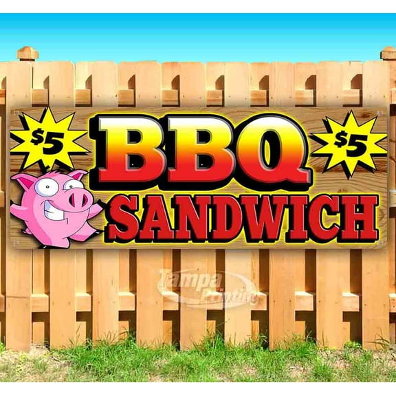 Bbq Sandwich 13 oz Vinyl Banner With Metal Grommets