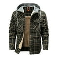 thumbnail image 5 of Men Warm Jacket Fleece Lining Lumberjack Plaid Hooded Jackets Snap Button, 5 of 10
