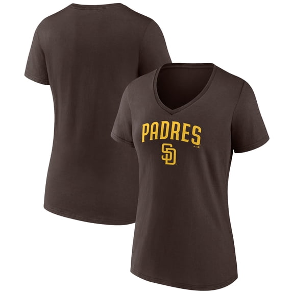 Women's Brown San Diego Padres Lockup V-Neck T-Shirt