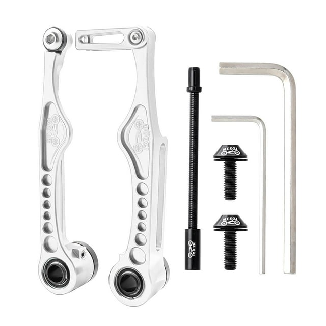 Juego de pinzas de freno para bicicleta de montaña, BMX, de tiro lineal, con pastillas de freno en V plata 126x60.8mm