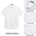 thumbnail image 5 of Short Sleeve Mens Dress Shirts Casual Solid Shirts for Men Regular Oxford White Tops with Pocket, 5 of 9