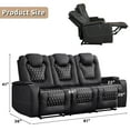 thumbnail image 3 of Bonzy Home Theater Recliner Chair Sofa, PU Leather 3 seat Power Recliner Sofa with Cup Holders, USB Ports, Black, 3 of 6