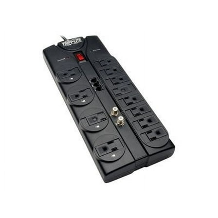 Tripp Lite, TRPTLP1208TELTV, 12-outlet Coax Surge Suppressor, 1 Each, Black