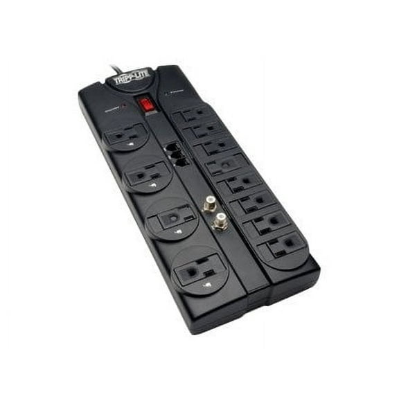 Tripp Lite, TRPTLP1208TELTV, 12-outlet Coax Surge Suppressor, 1 Each, Black