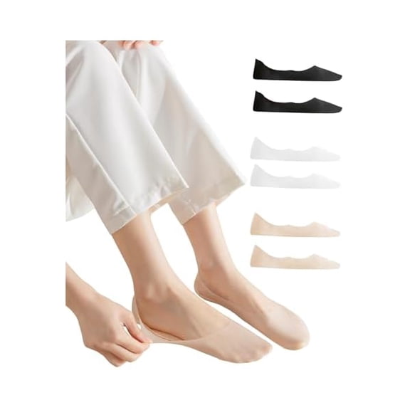 Eryueer Womens No Show Socks Low Cut Ultra Thin Footies Non Slip Liner Invisible Ice Silk Sock for Flats Loafers