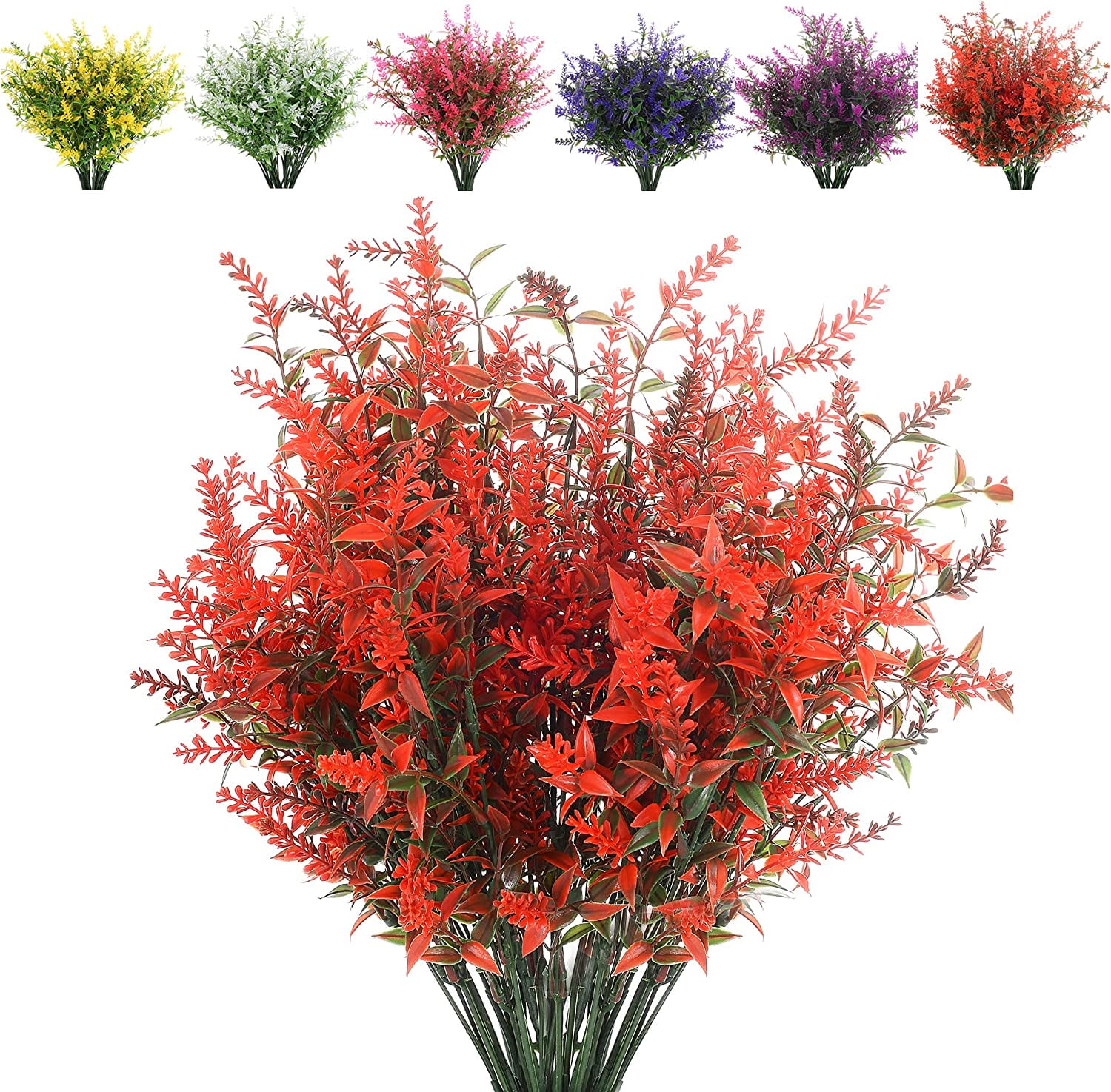 Viworld 8 Bundles Artificial Lavender Outdoor Plants UV Resistant Fake ...