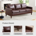thumbnail image 5 of Bonzy Home 77" Mid-Century Modern Sofa — 3-Seat Faux Leather Couch, Small-Space Black Sofa with Padded Cushions, 5 of 6