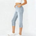 thumbnail image 4 of Miqool Capris for Women Faux Denim Pull on High Waisted Straight Leg Strechy Cropped Capri Pants with Pockets, 4 of 6