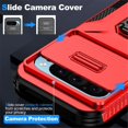 thumbnail image 4 of For Google Pixel 11 / 11 Pro Slim Fit Shockproof Hybrid with Slide Camera Cover & Rotated Ring Kickstand, [Military-Grade] Phone Case,Red,For Pixel 11 / 11 Pro, 4 of 8