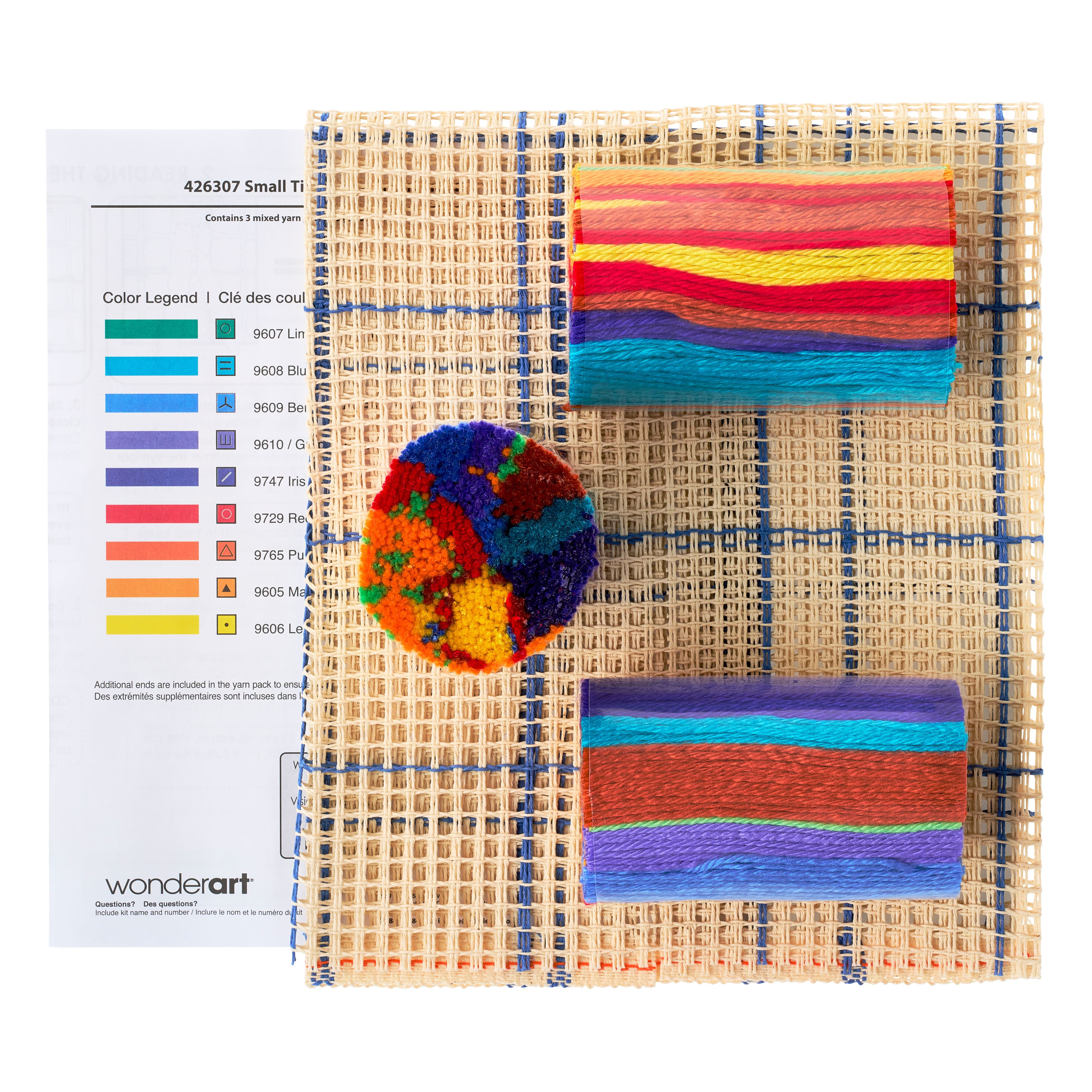 Wonderart 12 inch x 12 inch Latch Hook Kit, Sunshine Rainbow, Acrylic Yarn Cotton Canvas, Size: 12 x 12