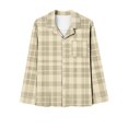 thumbnail image 4 of ITSAME 2-Piece Pajama Sets for Womens, Plaid Buttons Notch Collar Tops Stretch Pants Casual Loungewear Beige L, 4 of 5