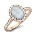 thumbnail image 2 of 7x5 mm Oval Moonstone Halo 925 Sterling Silver Rose Vermeil Engagement Anniversary Women Valentines Day Gifts Ring, 2 of 3