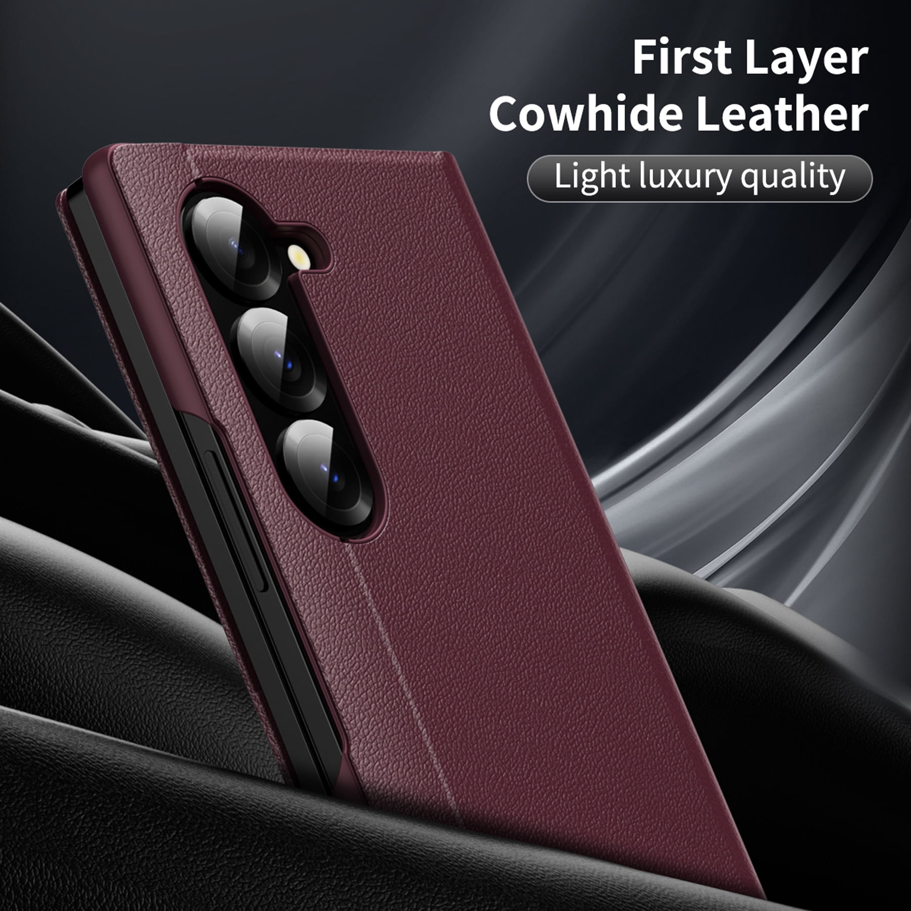 For Samsung Galaxy Z Fold 7 Case PU Leather Flip Case,With Intelligent Window,With Card Holder,Anti-fall Rugged Shockproof Protective Phone Case Cover for Samsung Galaxy Z Fold 7,Red