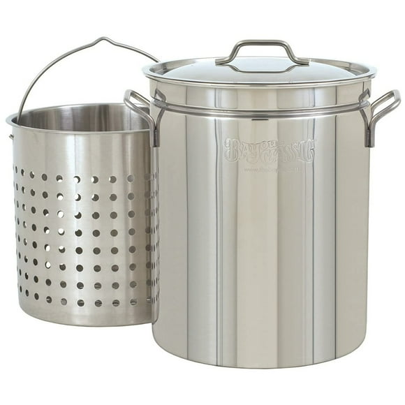 Bayou Classic 44 Quart Stainless Steel Stockpot with Vented Lid, BC-1144, Silver