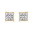 thumbnail image 2 of FB Jewels 10kt Yellow Gold Mens Round Diamond Square Earrings 1/20 Cttw, 2 of 2