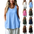 thumbnail image 5 of Womens Linen Cotton Flowy Tank Tops Oversized Sleeveless Gauze Shirts Button Down Summer Loose Lightweight Casual Cami(Navy,XL), 5 of 5