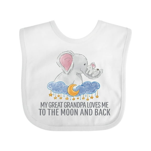 Inktastic My Great Grandpa Loves Me to the Moon and Back Elephants Boys or Girls Baby Bib