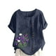 thumbnail image 1 of Vestidos Casuales Para Mujer, Blusas De Mujer De Moda Blusa informal de lino con cuello redondo, manga corta y botones para mujer, 1 of 4