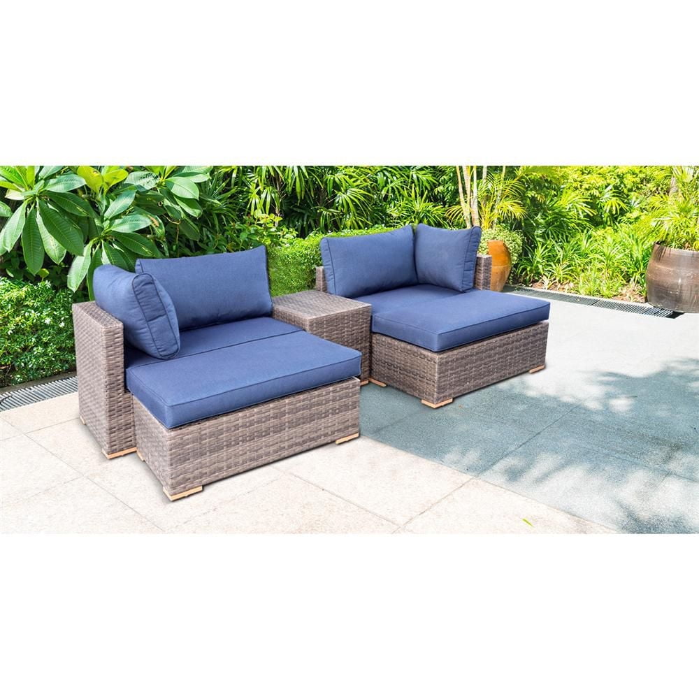 All-Space 5-Piece Metal Wicker Patio Set - Blue