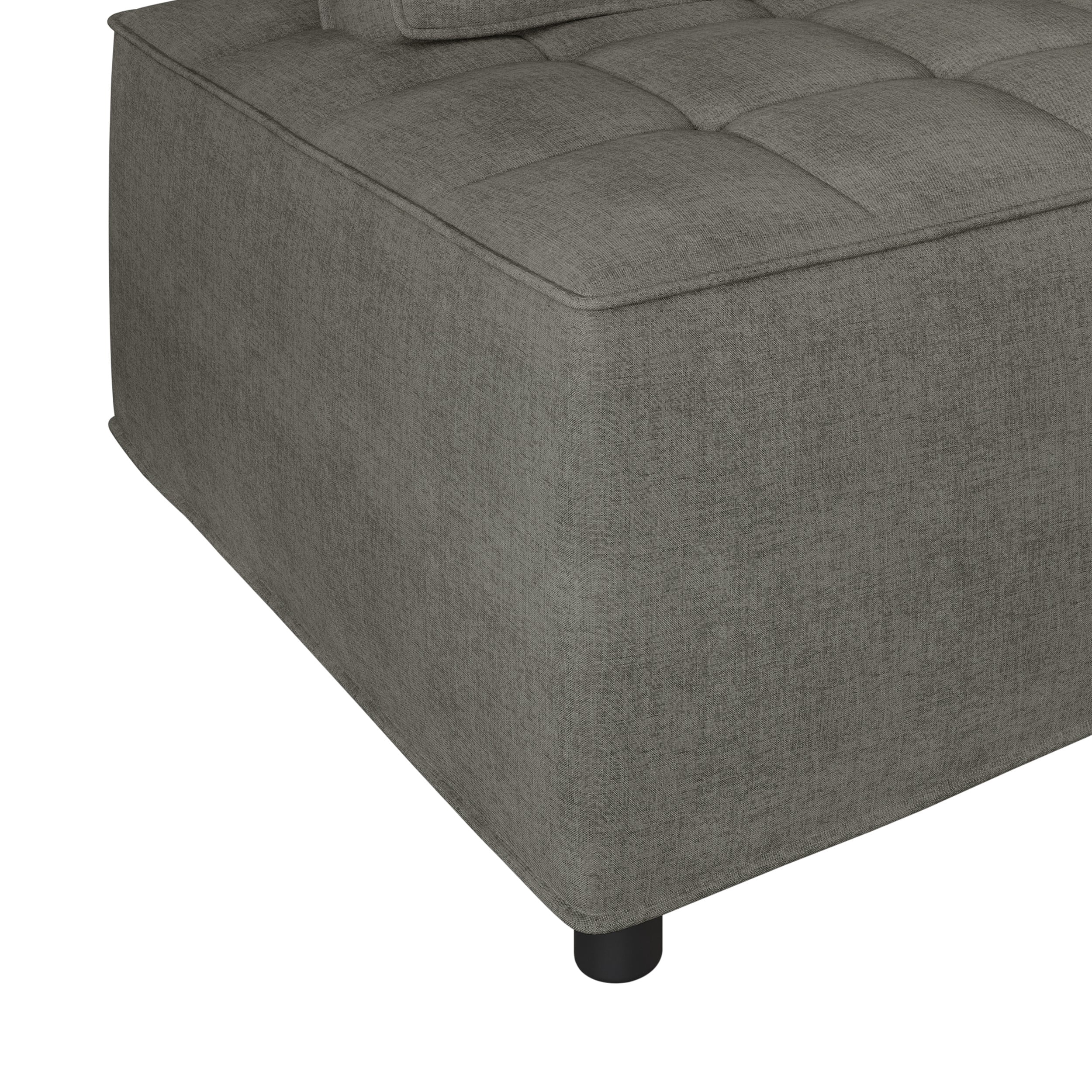 Home Design Lancy Linen Tufted Square Accent Chair for Living Room, Bedroom, and Office, Gray