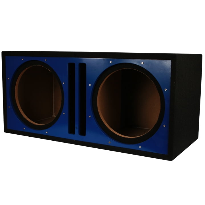 Absolute USA PDEB12BL Dual 12-Inch 3//4-Inch MDF Twin Port Subwoofer Enclosure with Blue High Gloss Face Board